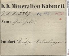 Etiketten zu Gold (NHMW-MIN-Aq643)